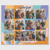 Retro "Jaar in Review" Familiefotocollage Cadeaupapier (Vlak)