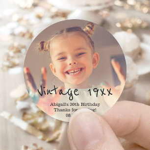 Retro Jaar Vintage Foto Snap Birthday Feest Ronde Sticker