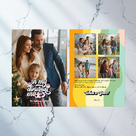 Retro "Jaaroverzicht" Seizoensfoto's Feestdagenkaart