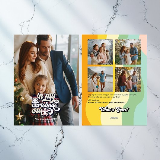 Retro "Jaaroverzicht" Seizoensfoto's Feestdagenkaart