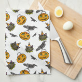 Retro Jack en kat Theedoek (Quarter Fold)