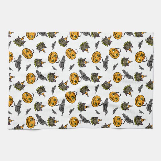 Retro Jack en kat Theedoek (Horizontaal)