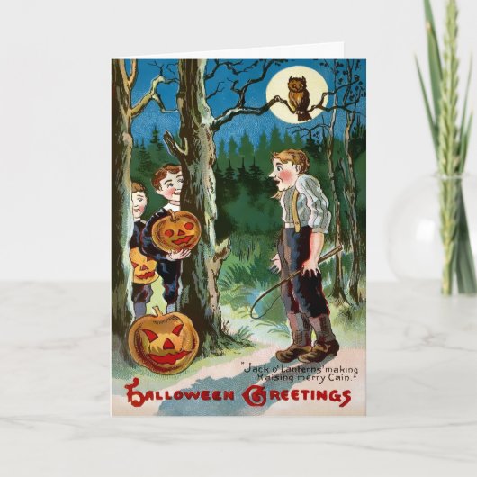 Retro Jack o' Lantern Halloween Kaart (Voorkant)