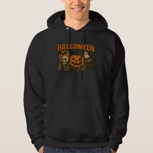Retro Jack-O'-Lantern Halloween Kleding unisex Hoodie (Voorkant)