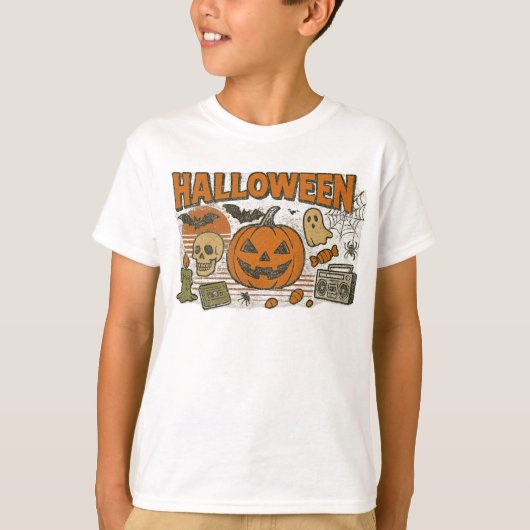 Retro Jack-O'-Lantern Halloween Kleding unisex T-shirt (Voorkant)