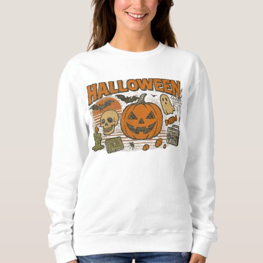 Retro Jack-O'-Lantern Halloween Kleding unisex Trui (Voorkant)