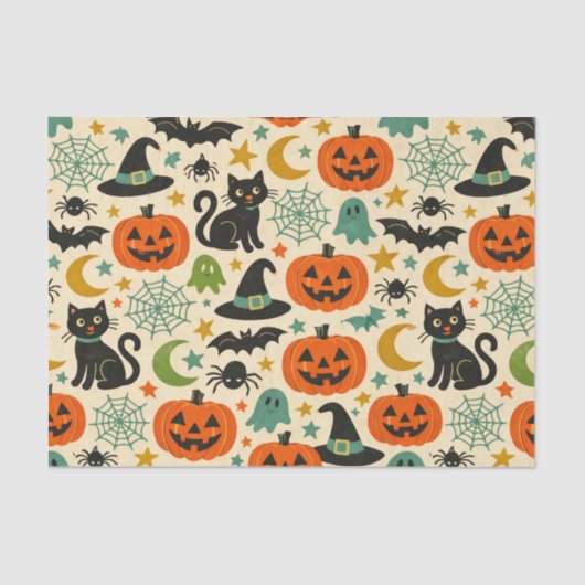 Retro Jack O Lanterns Halloween Tissuepapier (Voorkant)