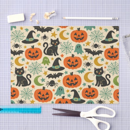 Retro Jack O Lanterns Halloween Tissuepapier (Craft)