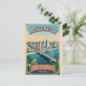 Retro Jacksonville Florida Reisposter Feestdagenkaart (Staand voorkant)