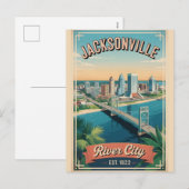 Retro Jacksonville Florida Reisposter Feestdagenkaart (Voorkant / Achterkant)
