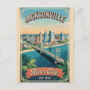 Retro Jacksonville Florida Reisposter Feestdagenkaart