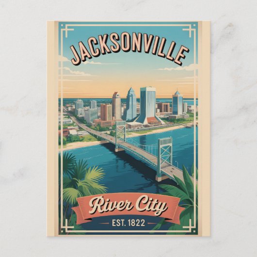 Retro Jacksonville Florida Reisposter Feestdagenkaart (Voorkant)