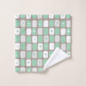 Retro Jade en Witte Starbursts Handdoek Set (Wasdoekje)
