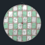 Retro Jade Starbursts Dart Board Dartbord<br><div class="desc">Dit Retro Jade en Witte Startbord is zo heerlijk ruimtetijdperk u niet uw enthousiasme zult kunnen bevatten. Waarom zou je dat willen? Dit moderne, geïnspireerde design uit de middelste eeuw van 1960 kenmerkt een donkere grijze achtergrond en rijen van perfect onperfecte rechthoeken in jade, wit en duif grijs. De glazen...</div>