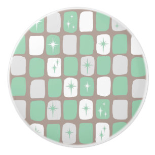 Retro Jade Starbursts keramische knop