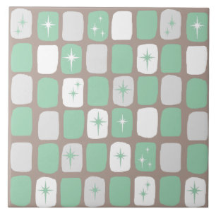 Retro Jade Starbursts keramische tegel Tegeltje