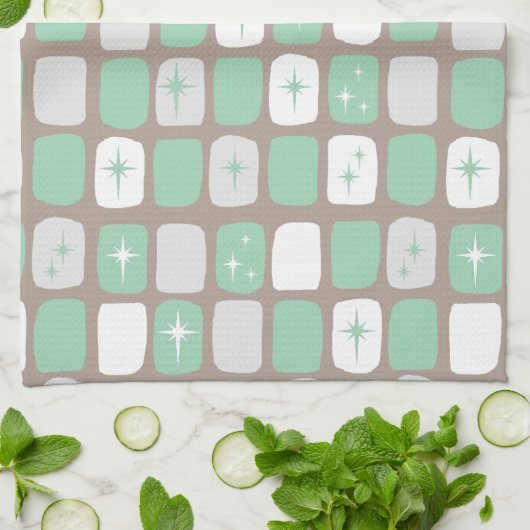 Retro Jade Starbursts Kitchen Towel Theedoek (Gevouwen)