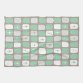 Retro Jade Starbursts Kitchen Towel Theedoek (Horizontaal)