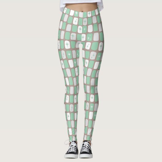 Retro Jade Starbursts Leggings (Voorkant)