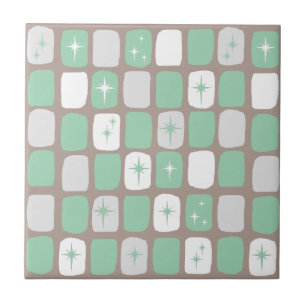 Retro Jade Starbursts Tile Tegeltje