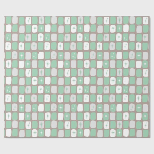 Retro Jade Starbursts wrapppapier Cadeaupapier (Vlak)