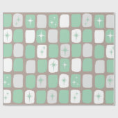 Retro Jade Starbursts wrapppapier Cadeaupapier (Vlak)