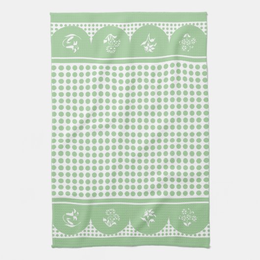 Retro  Jadite Jadeite polka dot scallop Theedoek (Verticaal)