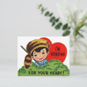Retro jagen voor je hart briefkaart (Staand voorkant)