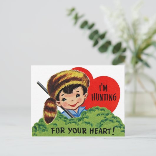 Retro jagen voor je hart briefkaart (Staand voorkant)