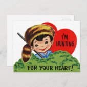Retro jagen voor je hart briefkaart (Voorkant / Achterkant)