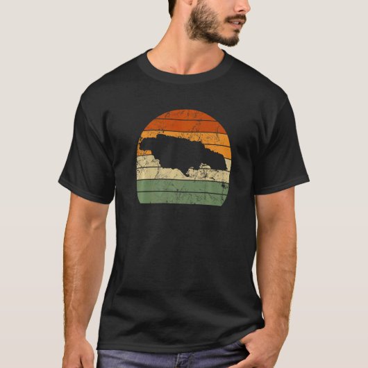 Retro Jamaica Jamaicaanse kaart Sunset Independenc T-shirt (Voorkant)