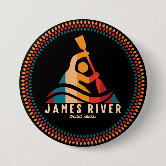 Retro James River Kayaking Ronde Button 7,6 Cm (Voorkant)