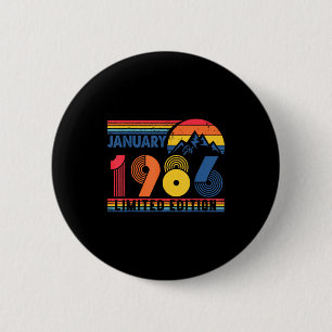 Retro januari 1986 Limited Edition 40 jaar oud 40t Ronde Button 5,7 Cm