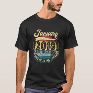  retro januari 2018 4e verjaardag van de cadeau va t-shirt