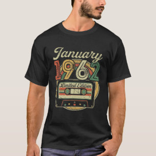 Retro January 1962 Cassettebandje 60th Birthday de T-shirt
