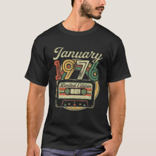 Retro January 1976 Cassettebandje 46th Birthday de T-shirt