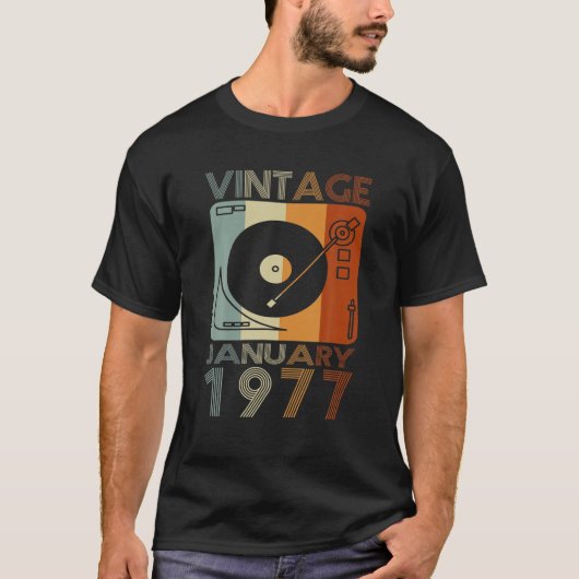 Retro January 1977 T 45th Birthday Gift 45 JAAR O T-shirt (Voorkant)