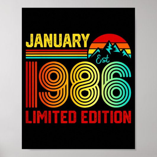 Retro January 1986 Limited Edition 40-year-old 40t Poster (Voorkant)
