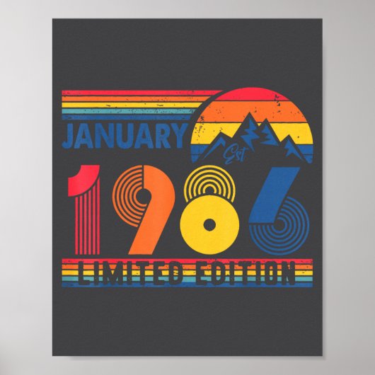 Retro January 1986 Limited Edition 40 Year Old 40t Poster (Voorkant)