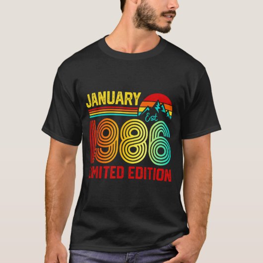 Retro January 1986 Limited Edition 40-year-old 40t T-shirt (Voorkant)