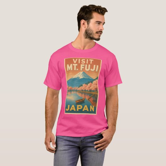 Retro Japan Cherry Blossom T-shirt (Voorkant volledig)