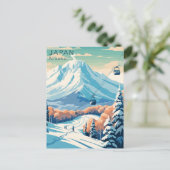 Retro Japan Niseko Travel Waterverf Briefkaart (Staand voorkant)