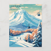 Retro Japan Niseko Travel Waterverf Briefkaart (Voorkant)