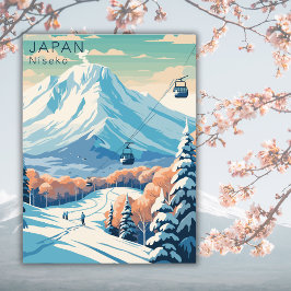 Retro Japan Niseko Travel Waterverf Briefkaart