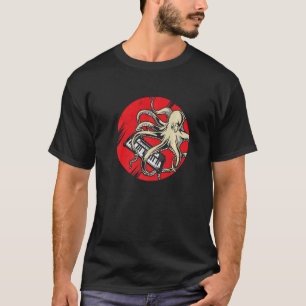 Retro Japan Synthesizer Octopus Analoog Synth Vin T-shirt