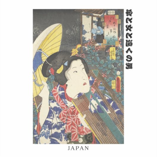 "Retro Japan – Ukiyo-e Art with Authentic Text" Sticker (Voorkant)