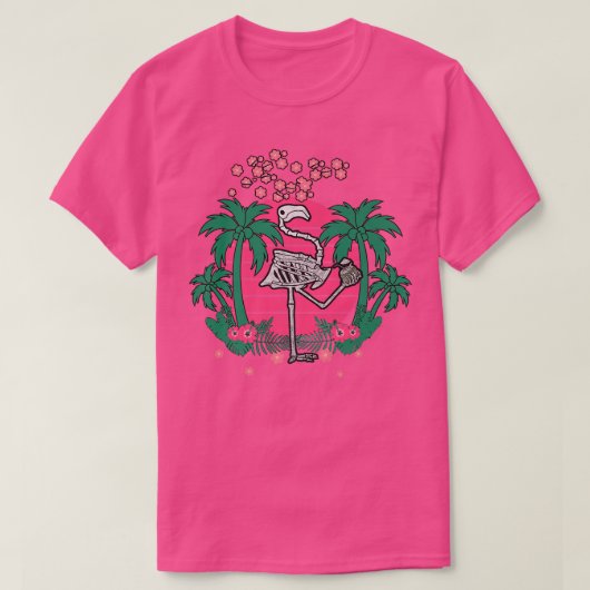 Retro Japan Vaporwave Kanji Skeleton Flamingo Para T-shirt (Design voorkant)