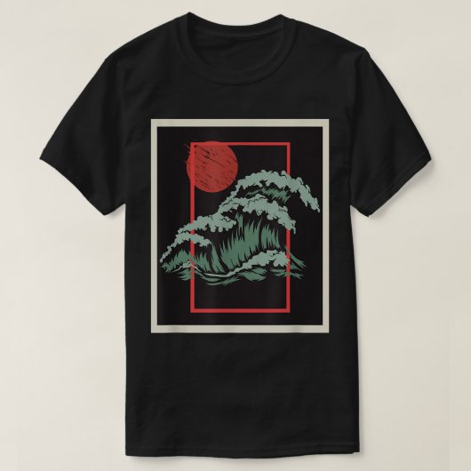 Retro Japan Wave Woodblock T-shirt (Design voorkant)