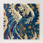 Retro Japanese Great Wave - ontwerp Legpuzzel (Horizontaal)
