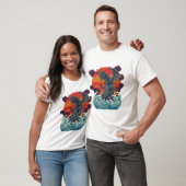 Retro Japanese Monster Great Wave Sunset T-shirt (Unisex)